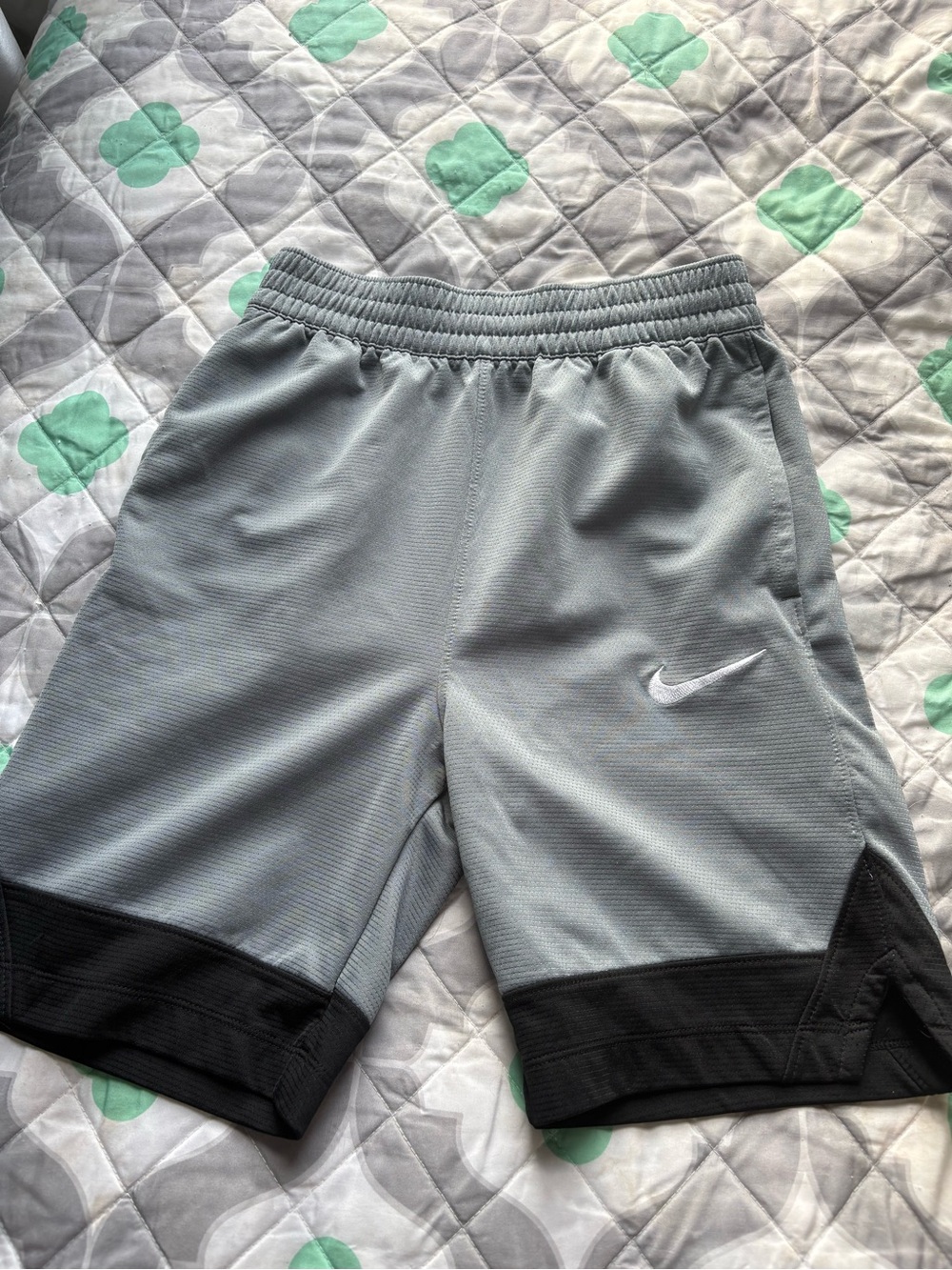 Nike Gray and Black Youth Athletic Shorts